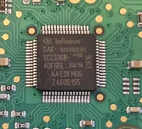 Close up of Infineon XC2336B MCU on PCB