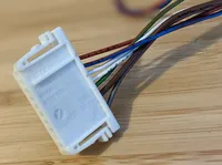 Close up of the custom TE/BMW inline plug