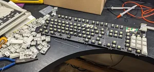 Partly dismantled keyboard