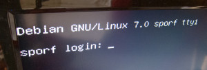 Login console on my TV (my TV doesn't upscale 640x480 well.)