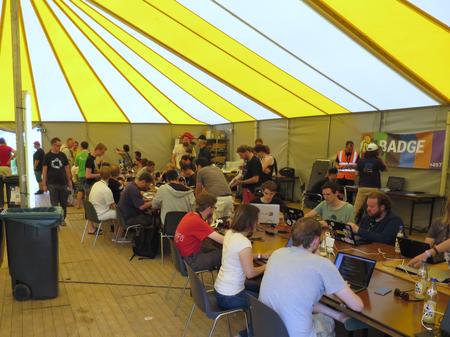 Inside the Badge Hacking Tent at SHA2017